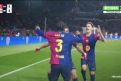 巴薩完美配合破門！德容中路分球巴爾德傳中費(fèi)蘭搶點(diǎn)破門！