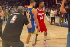 賽后友誼！庫(kù)里與莫蘭特&貝恩擁抱交談 斯潘塞兄弟碰面