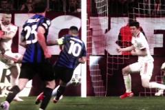 我羅勞塔羅，特寫鏡頭看勞塔羅外腳背彈射，烏爾比希回天無力