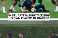 這訓(xùn)練氛圍阿爾特塔在鏟倒斯特林后，做俯臥撐懲罰