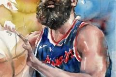 下場生死戰(zhàn)了能支棱起來嗎？網(wǎng)友用水彩畫畫的哈登~