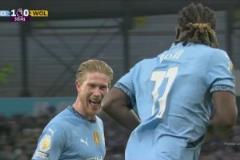 曼城取得領(lǐng)先！多庫突破禁區(qū)倒三角傳中！德布勞內(nèi)破門建功！