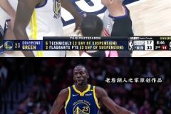 格林 還差2個技犯將自動禁賽一場 還差2分也將被禁賽