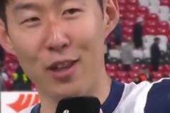 孫興慜賽后采訪對凱恩說：凱恩！我們也贏了！
